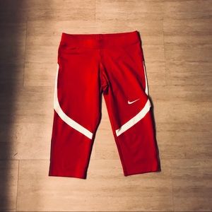 Red with white stripe Nike Capris